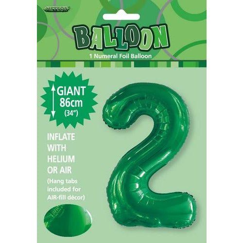 Emerald Green 2 Numeral Foil Balloon 86cm Default Title