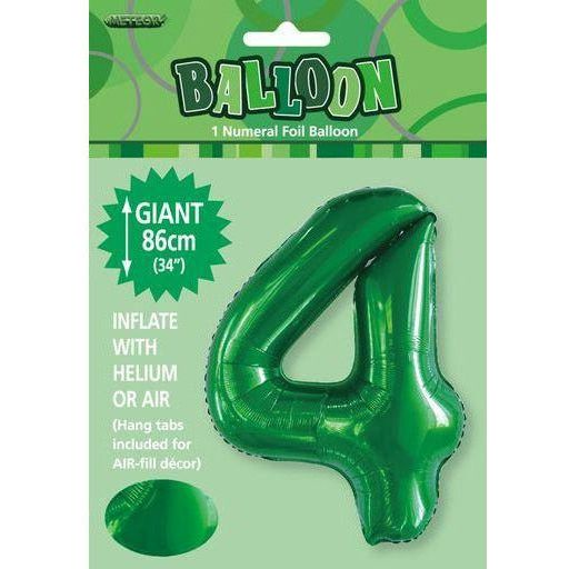 Emerald Green 4 Numeral Foil Balloon 86cm - Dollars and Sense