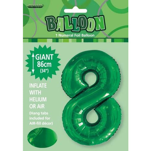 Emerald Green 8 Numeral Foil Balloon 86cm Default Title