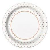 Rose Gold Mini Polka Dot Paper Plates 18cm 8Pk - Dollars and Sense