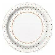 Rose Gold Mini Polka Dot Paper Plates 23cm 8Pk - Dollars and Sense
