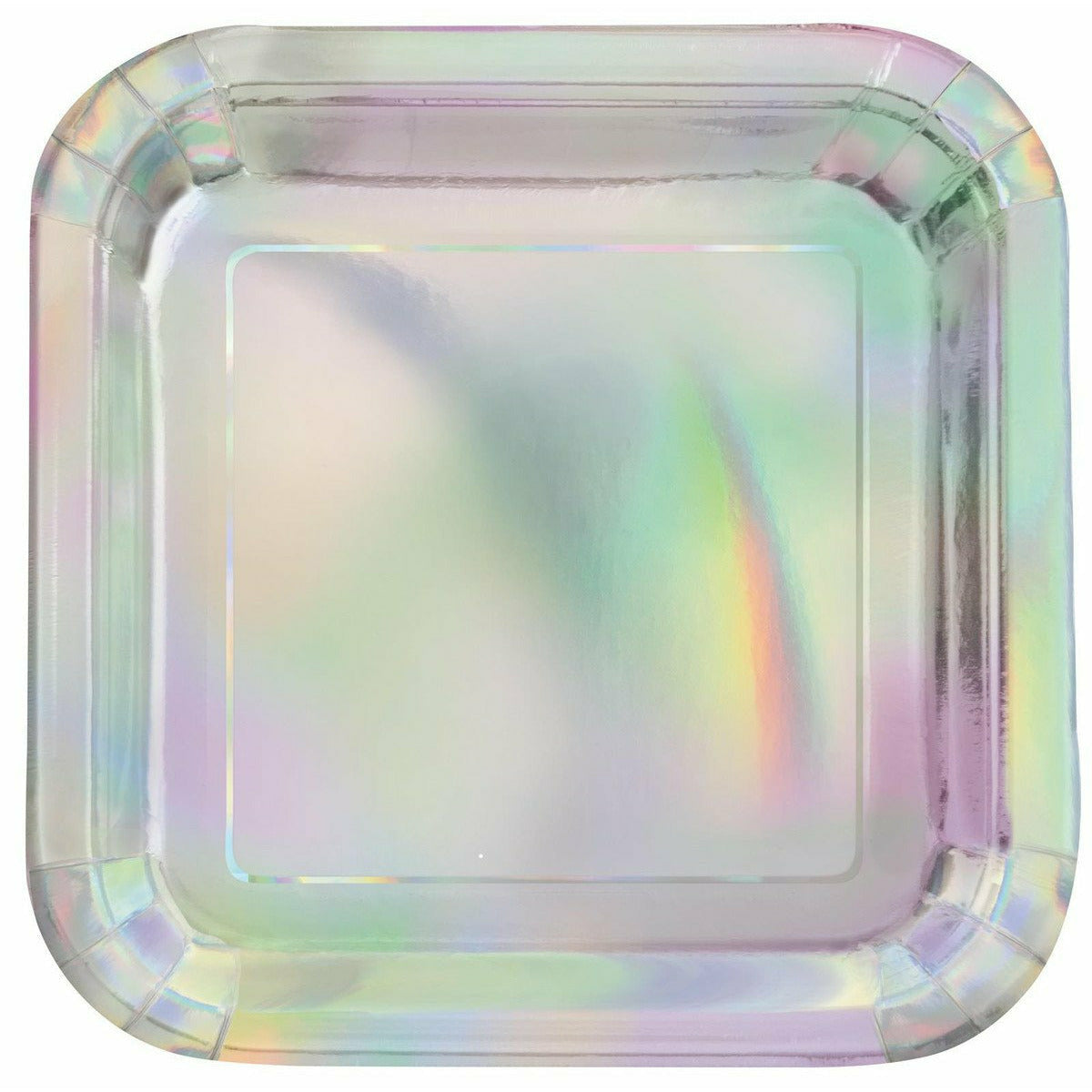 Iridescent Square Paper Plates 23cm 8Pk - Dollars and Sense