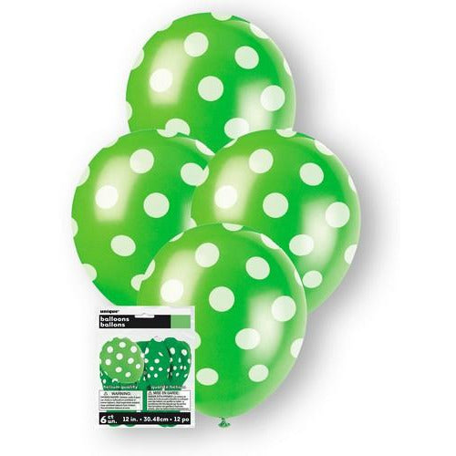 Dots Lime Green 6 x 30cm (12) Balloons