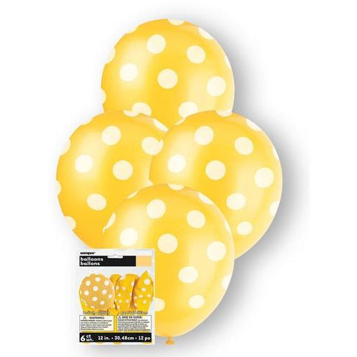 Dots Sunflower Yellow 6 x 30cm Balloons Default Title