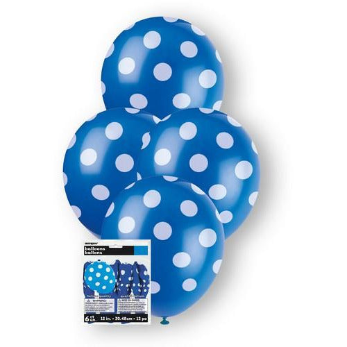 Dots Royal Blue 6 x 30cm (12) Balloons