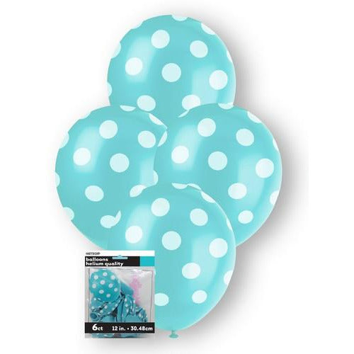 Dots Caribbean Teal 6 x 30cm (12) Balloons