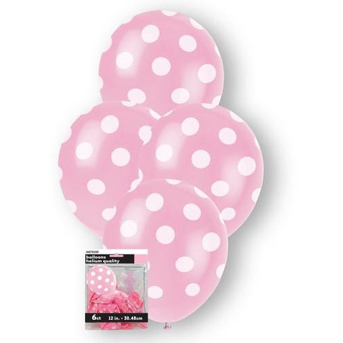 Dots Lovely Pink 6 x 30cm (12) Balloons