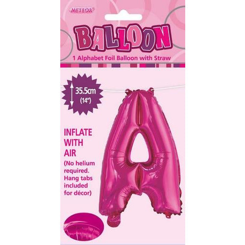 Hot Pink A Alphabet Foil Balloon 35cm Default Title