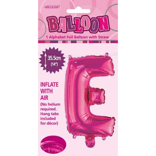 Hot Pink E Alphabet Foil Balloon 35cm Default Title
