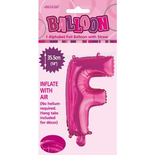 Hot Pink F Alphabet Foil Balloon 35cm Default Title