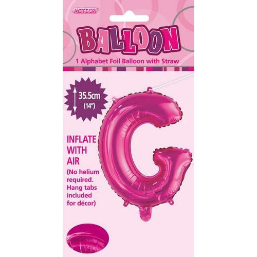 Hot Pink G Alphabet Foil Balloon 35cm Default Title