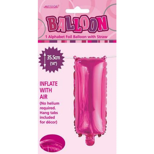 Hot Pink I Alphabet Foil Balloon 35cm Default Title