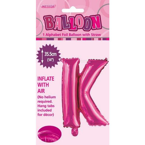 Hot Pink K Alphabet Foil Balloon 35cm Default Title