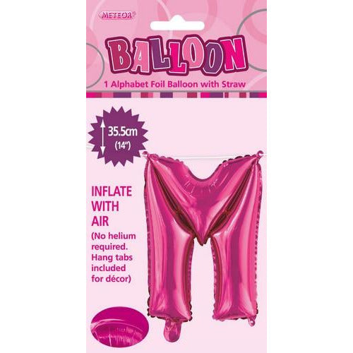 Hot Pink M Alphabet Foil Balloon 35cm Default Title