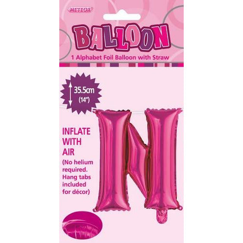Hot Pink N Alphabet Foil Balloon 35cm Default Title