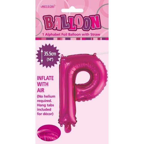 Hot Pink P Alphabet Foil Balloon 35cm Default Title