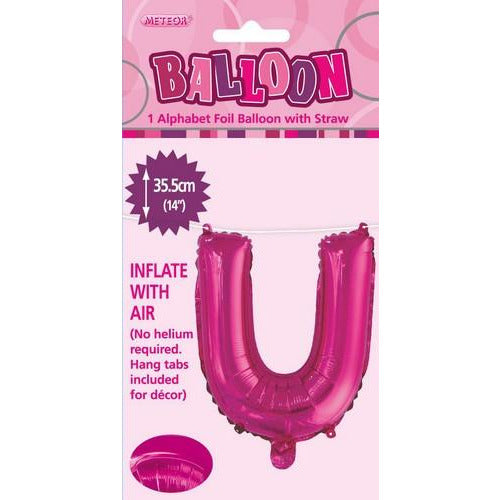 Hot Pink U Alphabet Foil Balloon 35cm Default Title