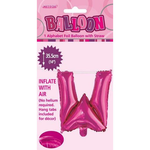 Hot Pink W Alphabet Foil Balloon 35cm Default Title