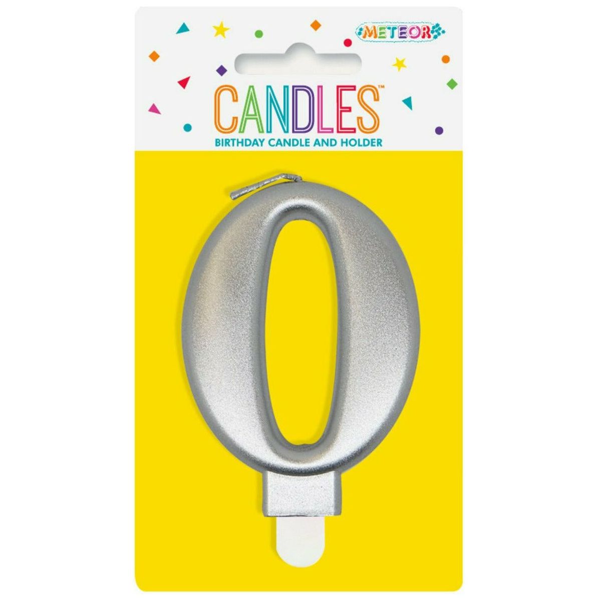 Number 0 Metallic Silver Birthday Candle - Dollars and Sense