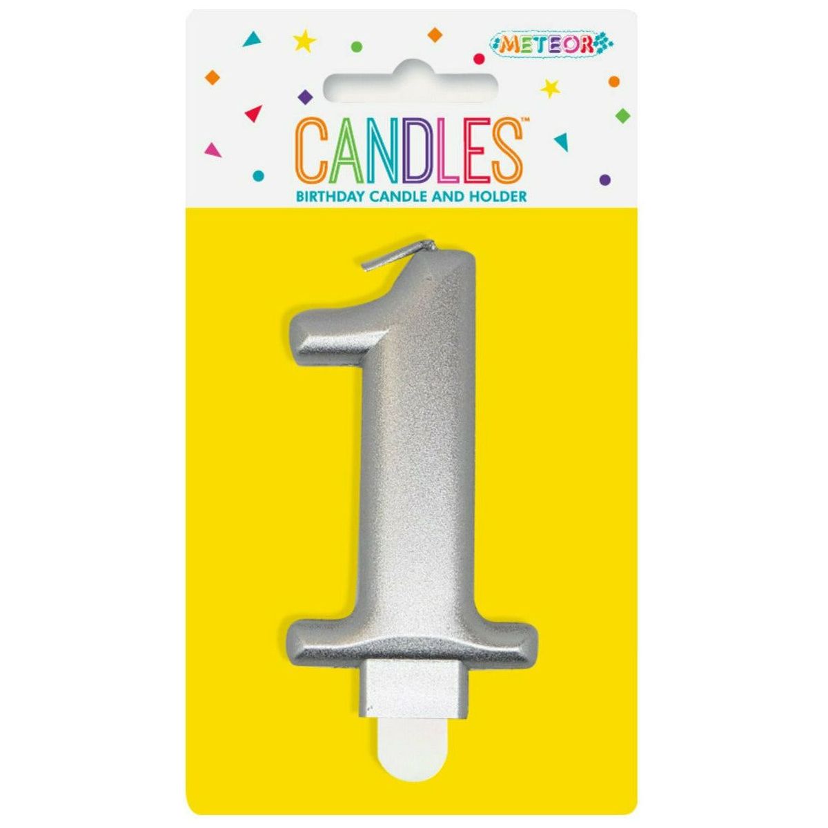 Number 1 Metallic Silver Birthday Candle - Dollars and Sense