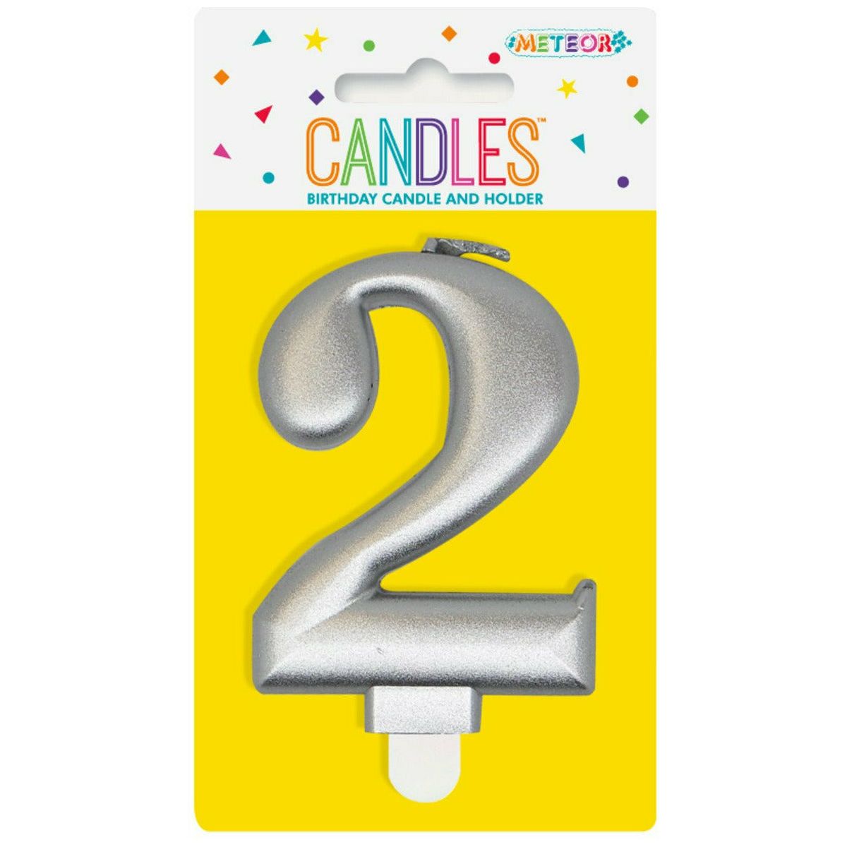 Number 2 Metallic Silver Birthday Candle - Dollars and Sense