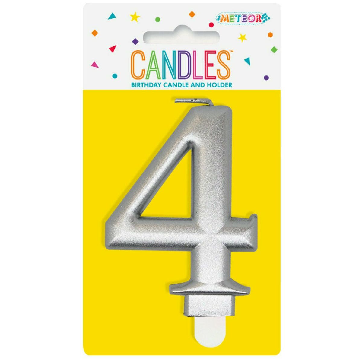 Number 4 Metallic Silver Birthday Candle - Dollars and Sense