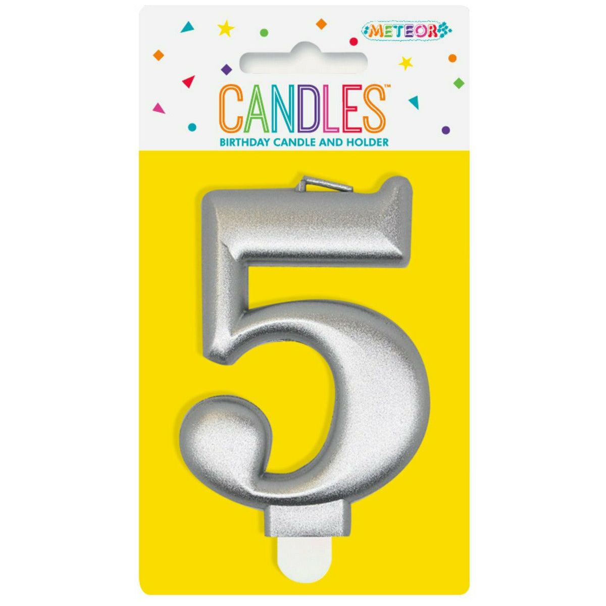 Number 5 Metallic Silver Birthday Candle - Dollars and Sense