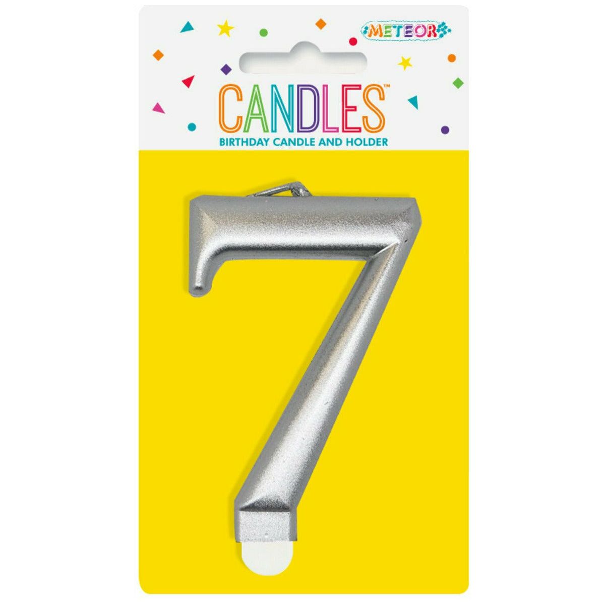 Number 7 Metallic Silver Birthday Candle - Dollars and Sense