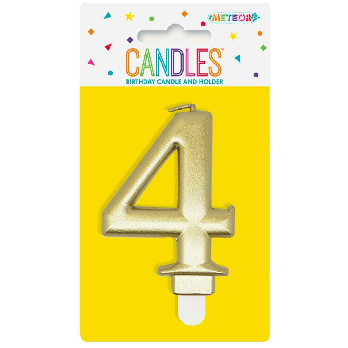 Number 4 Metallic Gold Birthday Candle - Dollars and Sense