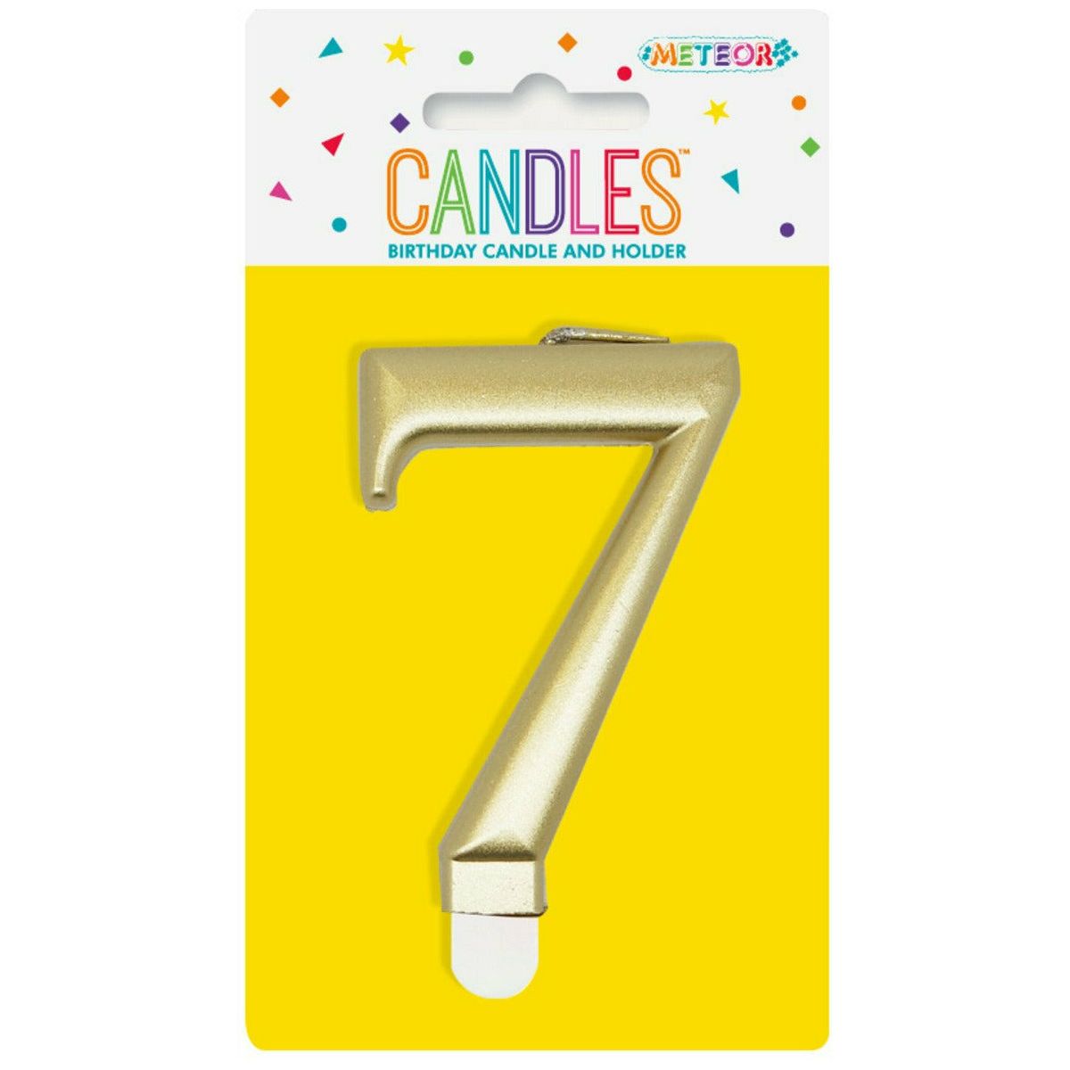 Number 7 Metallic Gold Birthday Candle - Dollars and Sense