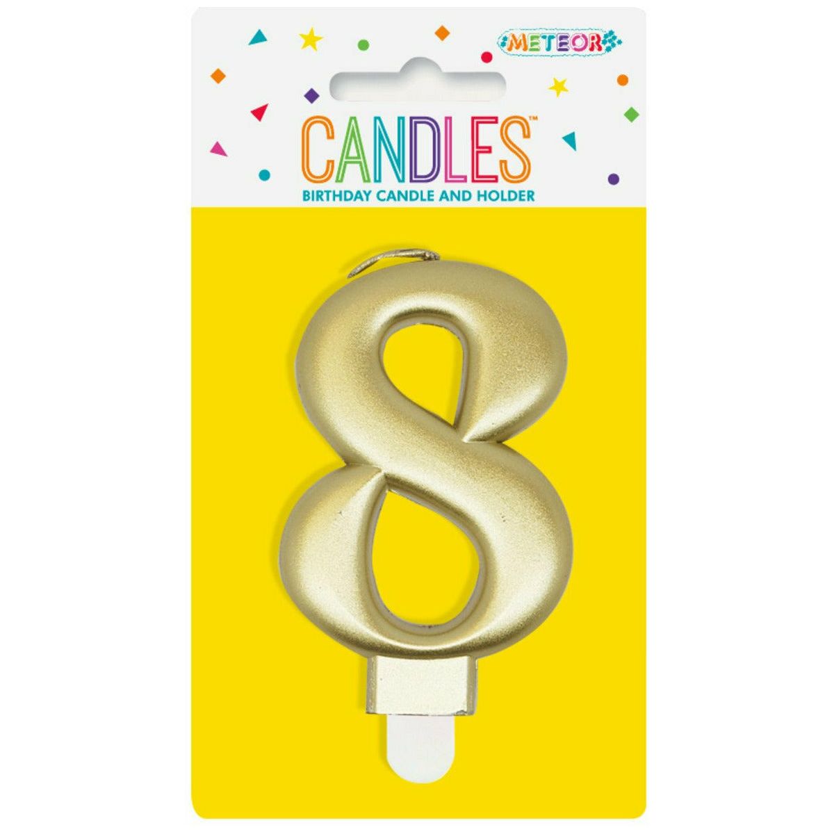 Number 8 Metallic Gold Birthday Candle - Dollars and Sense