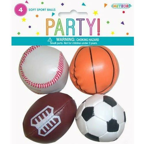 Soft Sports Balls Party Favors 4Pk - Dollars and Sense