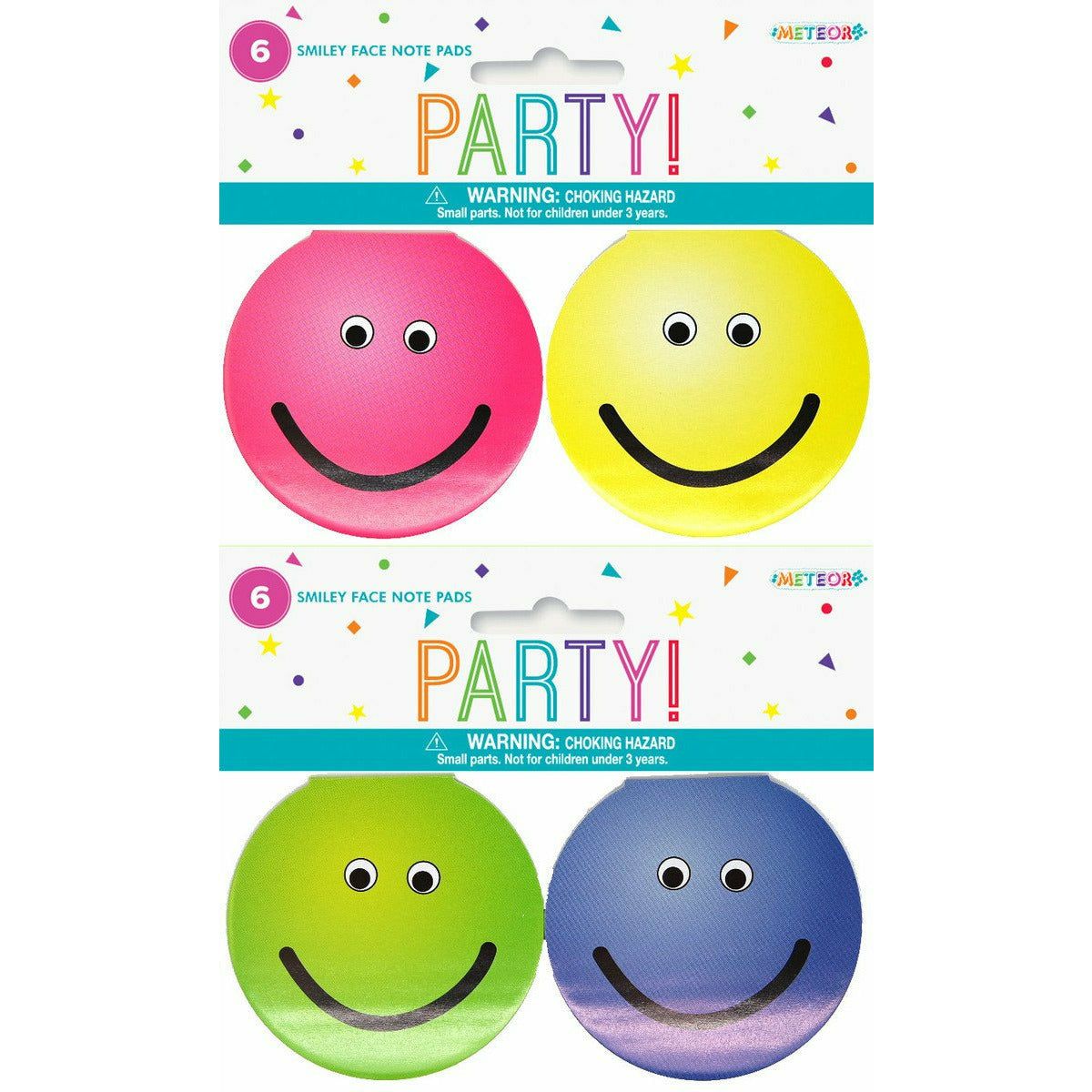 Smiley Face Note Pads  Assorted - Party Favors 6Pk - Dollars and Sense