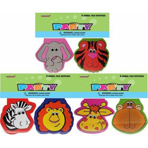 Animal Faces Note Pad Assorted - Party Favors 3Pk - Dollars and Sense