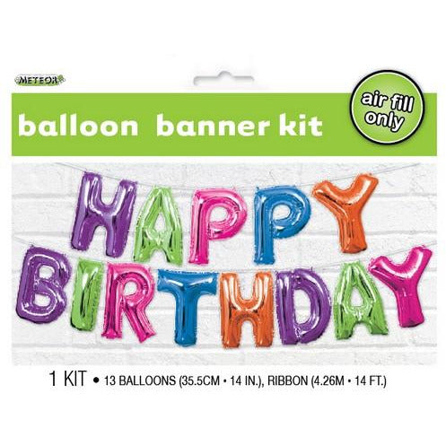 Happy Birthday Multi Colour 35.5cm (14) Foil Letter Balloon Kit