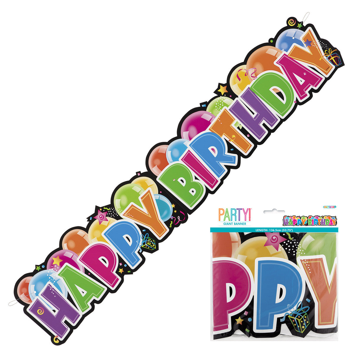 Happy Birthday Giant Jointed Banner 1.36m - Dollars and Sense
