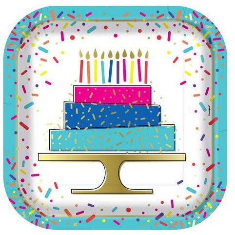Dots Cupcake 8 x 23cm Foil Stamped Square Paper Plates Default Title