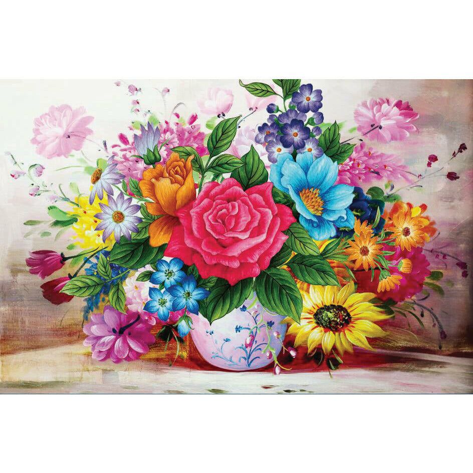 Diamond Art Kit Colourful Flowers 30x30cm - Dollars and Sense