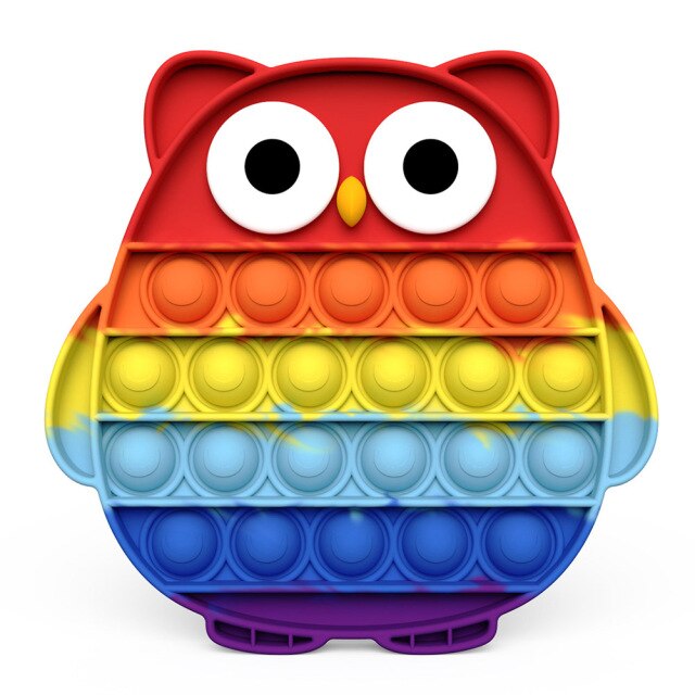 Pop Fidget Toy Large Owl - Rainbow Stripe - Dollars and Sense