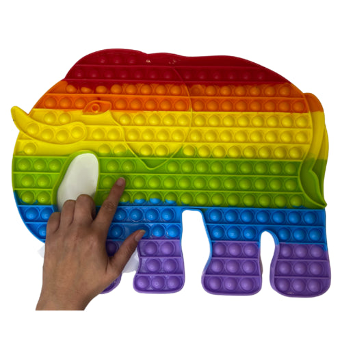 Pop Fidget Toy Large Elephant - Rainbow Stripe - Dollars and Sense