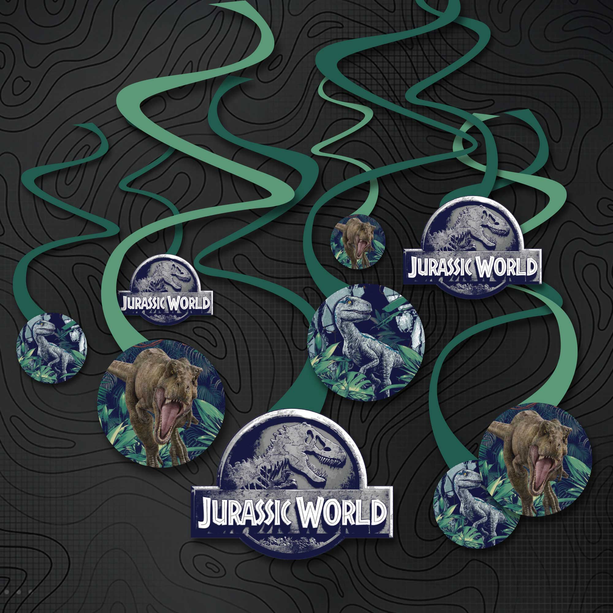 Jurassic Into The Wild Spiral Swirls Hanging Decorations - 12 Pack Default Title