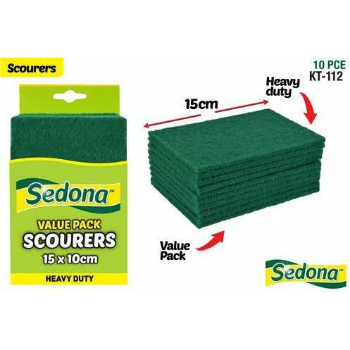 Scour Pads Green - 15x10cm 10 Pack - Dollars and Sense