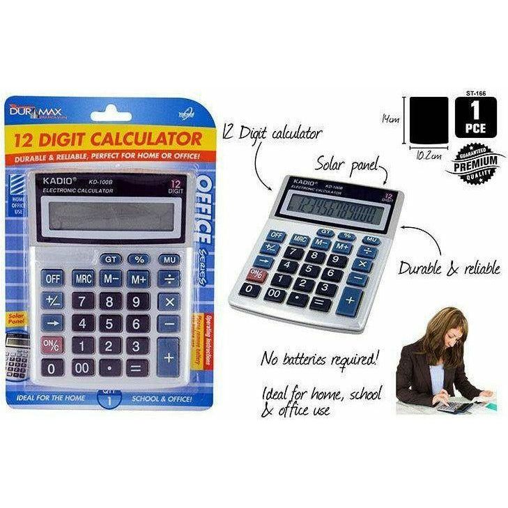 12 Digit Calculator with Solar Panel - 10.2x14cm 1 Piece - Dollars and Sense