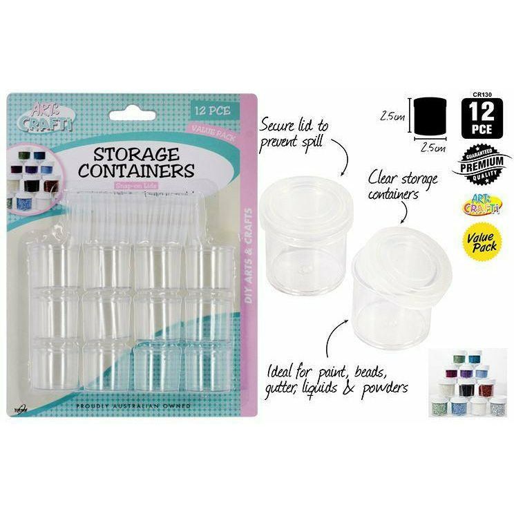Craft Plastic Storage Containers - 2.5x2.5cm 12 Piece - Dollars and Sense