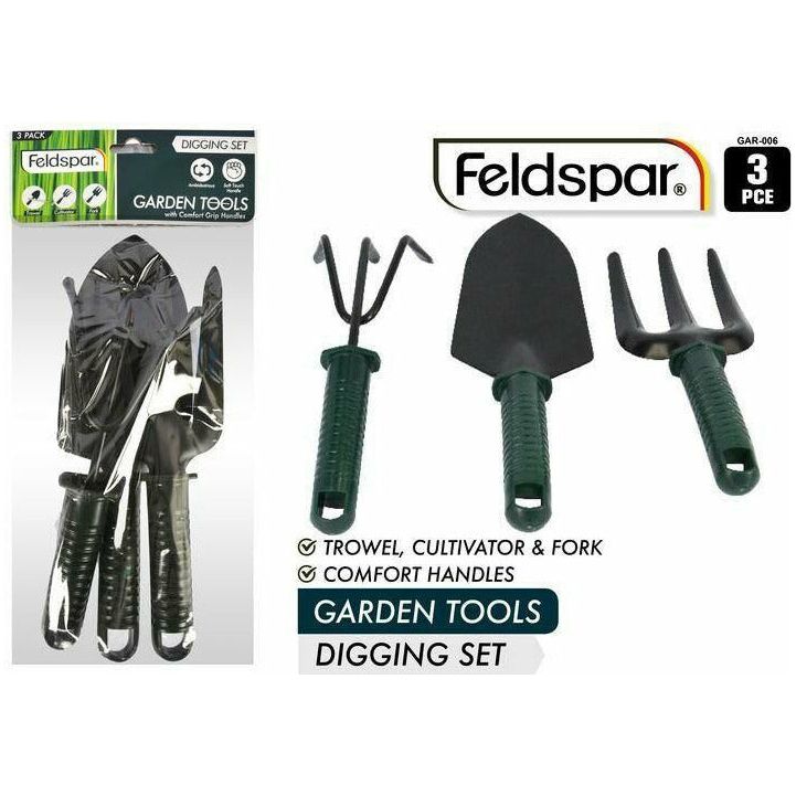 Garden Tools with Comfort Grip Handles - 25cm 3 Piece Set - Dollars and Sense