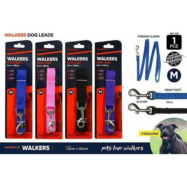 Walkers Dog Lead Medium - 2x120cm 1 Piece Assorted - Dollars and Sense