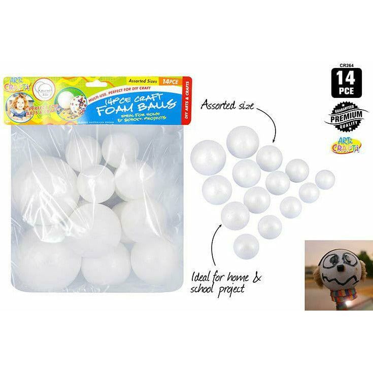 Craft Foam Balls - 14 Piece Assorted Sizes - Dollars and Sense