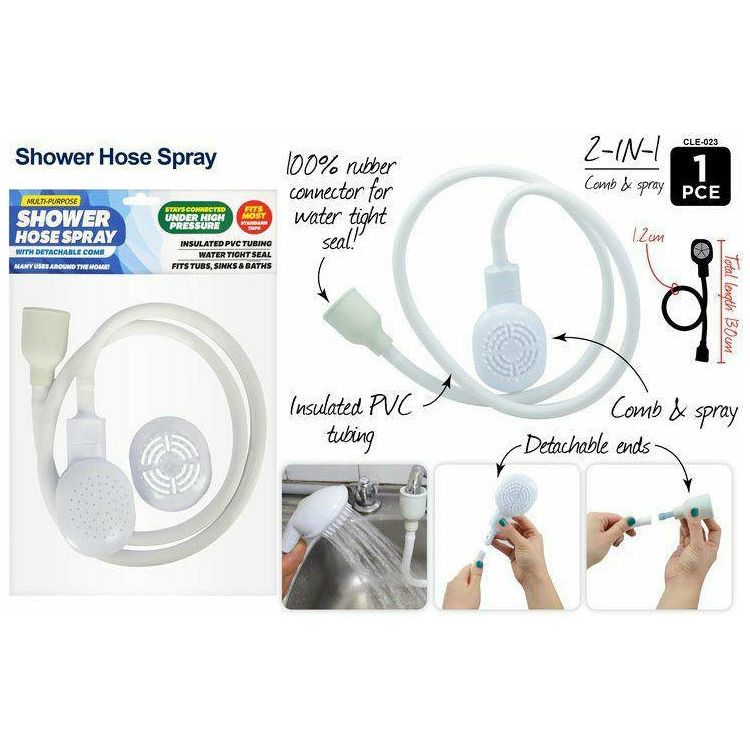 Shower Hose Spray with Detachable Comb - 130cm 1 Piece - Dollars and Sense