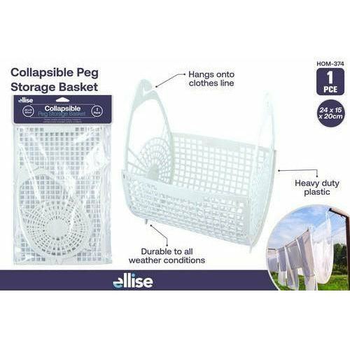 Collapsible Peg Storage Basket White - 24x15x20cm 1 Piece - Dollars and Sense