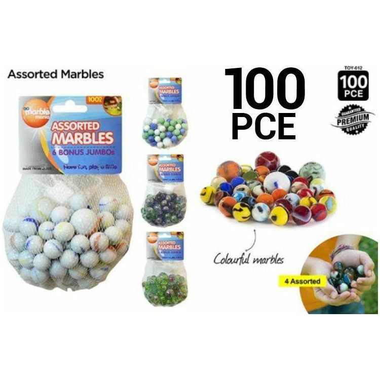 Assorted Marbles with 6 Bonus Jumbos - 100 Piece 4 Assorted - Dollars and Sense
